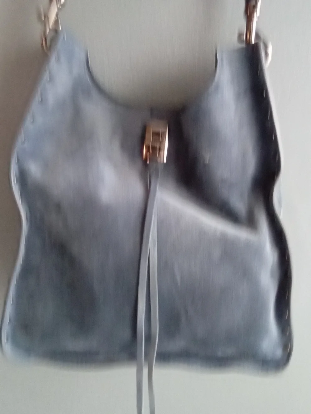 Rebecca Minkoff‎ Navy Blue Suede Studded Hobo Crossbody Bag with Guitar Strap